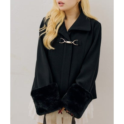 ナイスクラップ NICE CLAUP 【ANOTHER BRANCH】ビット付フェイクウールショートコート （black）｜詳細画像