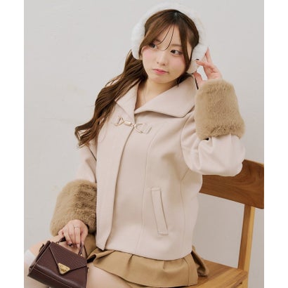 ナイスクラップ NICE CLAUP 【ANOTHER BRANCH】ビット付フェイクウールショートコート （black）｜詳細画像