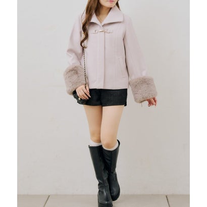 ナイスクラップ NICE CLAUP 【ANOTHER BRANCH】ビット付フェイクウールショートコート （black）｜詳細画像