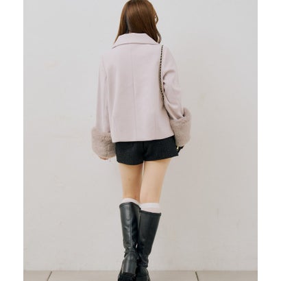 ナイスクラップ NICE CLAUP 【ANOTHER BRANCH】ビット付フェイクウールショートコート （black）｜詳細画像