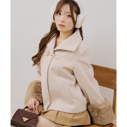 ナイスクラップ NICE CLAUP 【ANOTHER BRANCH】ビット付フェイクウールショートコート （black）｜詳細画像