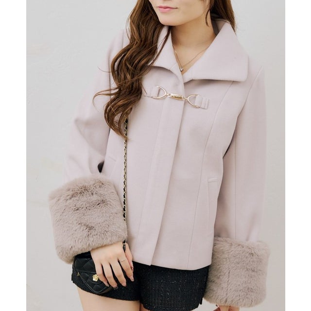 【ANOTHER BRANCH】ビット付フェイクウールショートコート （pink）