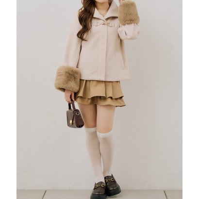 ナイスクラップ NICE CLAUP 【ANOTHER BRANCH】ビット付フェイクウールショートコート （ivory）｜詳細画像