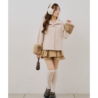 ナイスクラップ NICE CLAUP 【ANOTHER BRANCH】ビット付フェイクウールショートコート （ivory）｜詳細画像