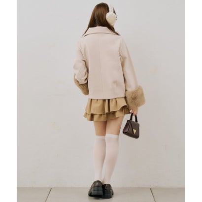 ナイスクラップ NICE CLAUP 【ANOTHER BRANCH】ビット付フェイクウールショートコート （ivory）｜詳細画像
