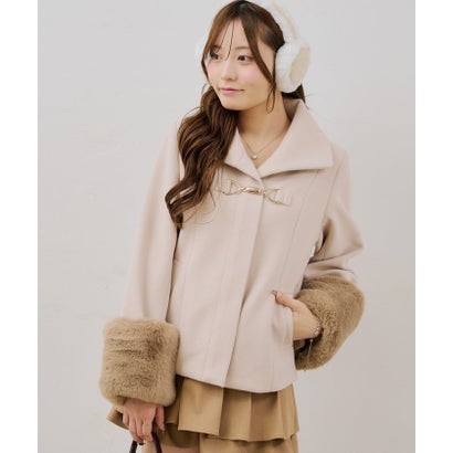 ナイスクラップ NICE CLAUP 【ANOTHER BRANCH】ビット付フェイクウールショートコート （ivory）｜詳細画像