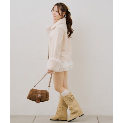 ナイスクラップ NICE CLAUP 【ANOTHER BRANCH】ビット付フェイクウールショートコート （ivory）｜詳細画像