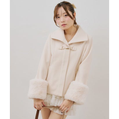 ナイスクラップ NICE CLAUP 【ANOTHER BRANCH】ビット付フェイクウールショートコート （ivory）｜詳細画像