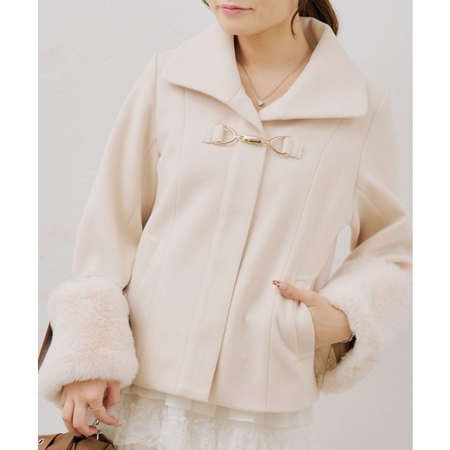 【ANOTHER BRANCH】ビット付フェイクウールショートコート （ivory）