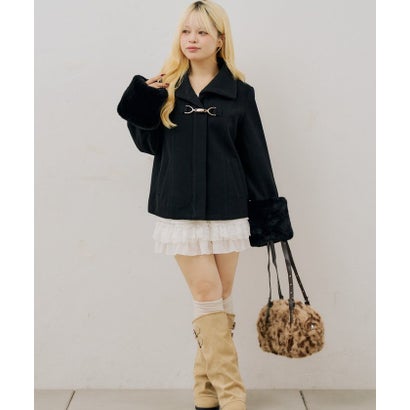 ナイスクラップ NICE CLAUP 【ANOTHER BRANCH】ビット付フェイクウールショートコート （beige）｜詳細画像