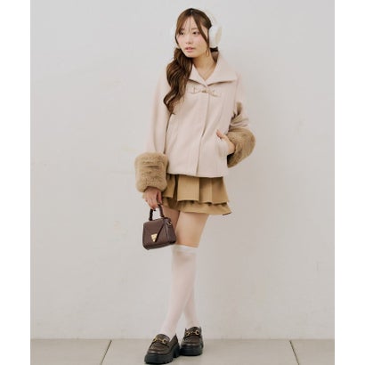 ナイスクラップ NICE CLAUP 【ANOTHER BRANCH】ビット付フェイクウールショートコート （beige）｜詳細画像