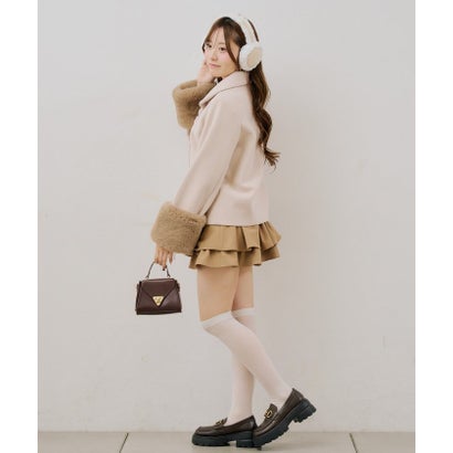 ナイスクラップ NICE CLAUP 【ANOTHER BRANCH】ビット付フェイクウールショートコート （beige）｜詳細画像