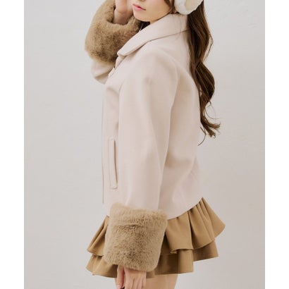 ナイスクラップ NICE CLAUP 【ANOTHER BRANCH】ビット付フェイクウールショートコート （beige）｜詳細画像