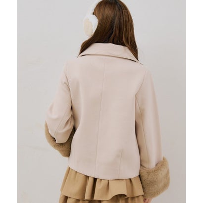 ナイスクラップ NICE CLAUP 【ANOTHER BRANCH】ビット付フェイクウールショートコート （beige）｜詳細画像