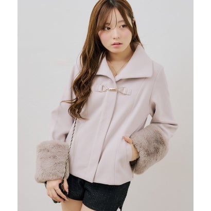ナイスクラップ NICE CLAUP 【ANOTHER BRANCH】ビット付フェイクウールショートコート （beige）｜詳細画像