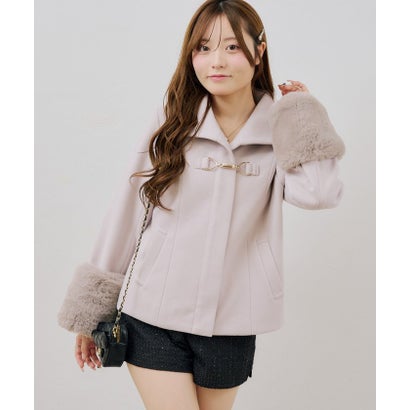 ナイスクラップ NICE CLAUP 【ANOTHER BRANCH】ビット付フェイクウールショートコート （beige）｜詳細画像