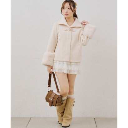 ナイスクラップ NICE CLAUP 【ANOTHER BRANCH】ビット付フェイクウールショートコート （beige）｜詳細画像
