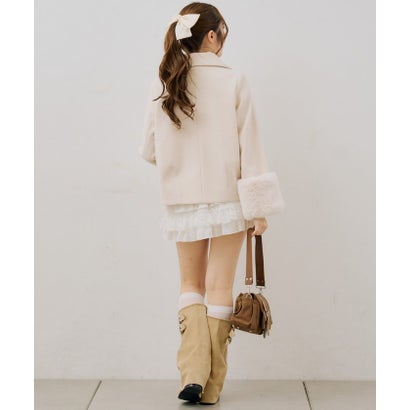 ナイスクラップ NICE CLAUP 【ANOTHER BRANCH】ビット付フェイクウールショートコート （beige）｜詳細画像