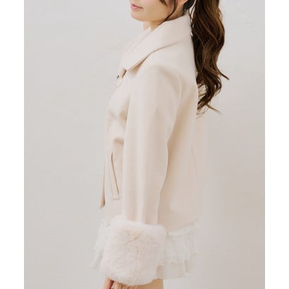 ナイスクラップ NICE CLAUP 【ANOTHER BRANCH】ビット付フェイクウールショートコート （beige）｜詳細画像