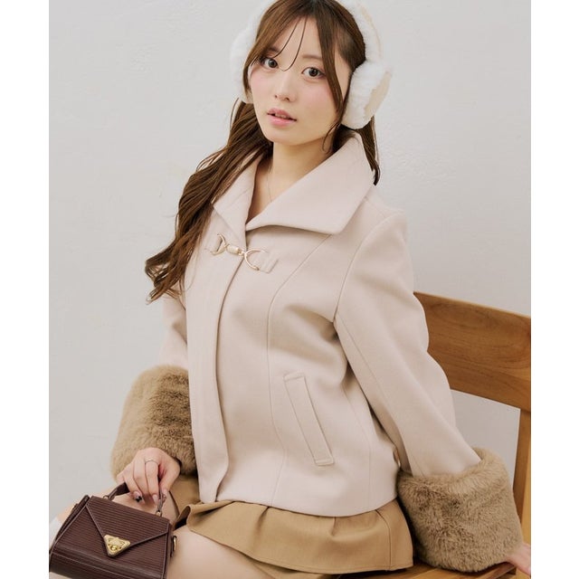 【ANOTHER BRANCH】ビット付フェイクウールショートコート （beige）