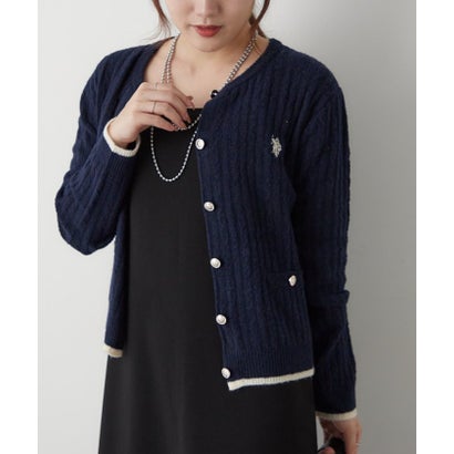 【POLO】ケーブルクルーカーデ （navy）｜詳細画像