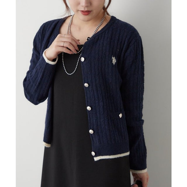 【POLO】ケーブルクルーカーデ （navy）