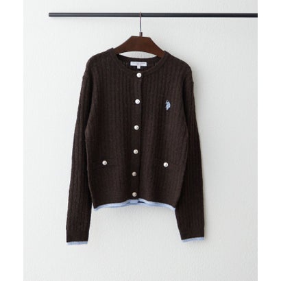 【POLO】ケーブルクルーカーデ （bordeaux）｜詳細画像