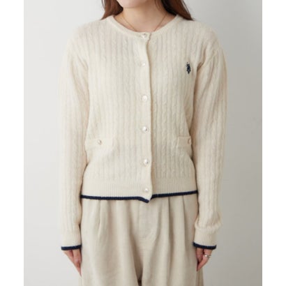 【POLO】ケーブルクルーカーデ （bordeaux）｜詳細画像