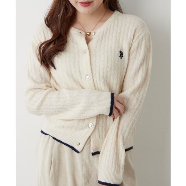【POLO】ケーブルクルーカーデ （ivory）