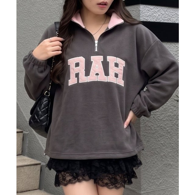 【ANOTHER BRANCH】フリースBIGロゴハーフZIP （charcoal）