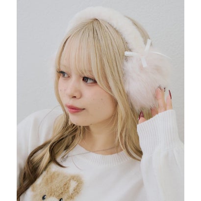 ナイスクラップ NICE CLAUP 【RMAF】リボンファーイヤーマフ （offwhite）｜詳細画像