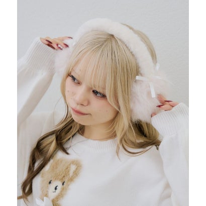 ナイスクラップ NICE CLAUP 【RMAF】リボンファーイヤーマフ （offwhite）｜詳細画像