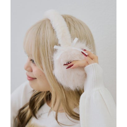 ナイスクラップ NICE CLAUP 【RMAF】リボンファーイヤーマフ （offwhite）｜詳細画像