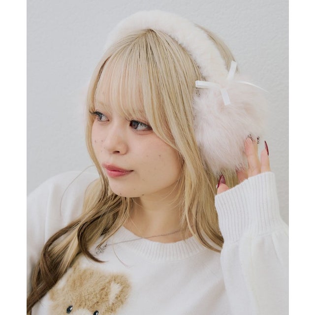 【RMAF】リボンファーイヤーマフ （offwhite）