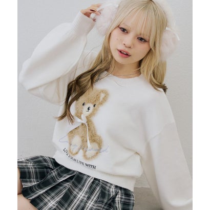 ナイスクラップ NICE CLAUP 【continuer】フェザーくまさんニット （offwhite）｜詳細画像