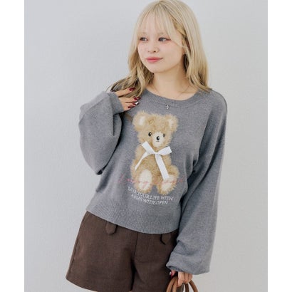 ナイスクラップ NICE CLAUP 【continuer】フェザーくまさんニット （offwhite）｜詳細画像