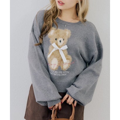 ナイスクラップ NICE CLAUP 【continuer】フェザーくまさんニット （offwhite）｜詳細画像