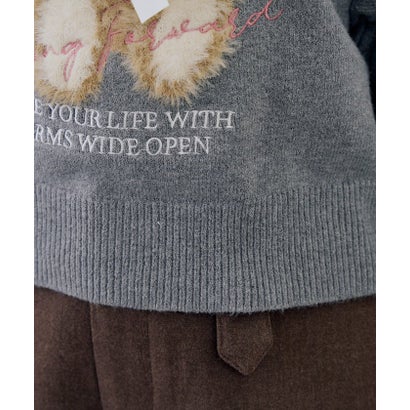 ナイスクラップ NICE CLAUP 【continuer】フェザーくまさんニット （offwhite）｜詳細画像