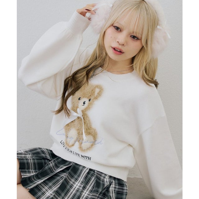 【continuer】フェザーくまさんニット （offwhite）