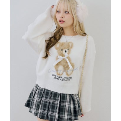 ナイスクラップ NICE CLAUP 【continuer】フェザーくまさんニット （bordeaux）｜詳細画像
