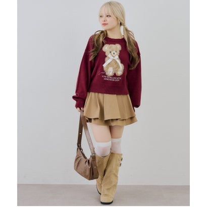ナイスクラップ NICE CLAUP 【continuer】フェザーくまさんニット （charcoal）｜詳細画像