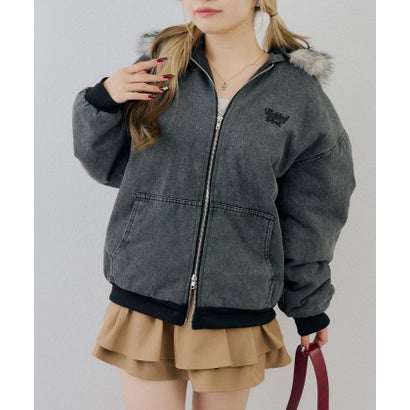 ナイスクラップ NICE CLAUP 【ANOTHER BRANCH】デニム中綿フェイクファー付ブルゾン （navy）｜詳細画像