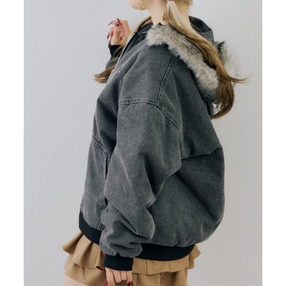 ナイスクラップ NICE CLAUP 【ANOTHER BRANCH】デニム中綿フェイクファー付ブルゾン （navy）｜詳細画像