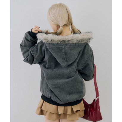 ナイスクラップ NICE CLAUP 【ANOTHER BRANCH】デニム中綿フェイクファー付ブルゾン （navy）｜詳細画像