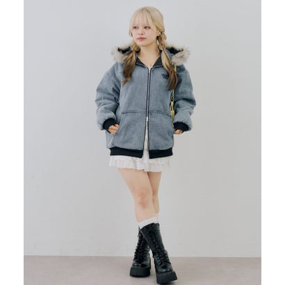 ナイスクラップ NICE CLAUP 【ANOTHER BRANCH】デニム中綿フェイクファー付ブルゾン （navy）｜詳細画像