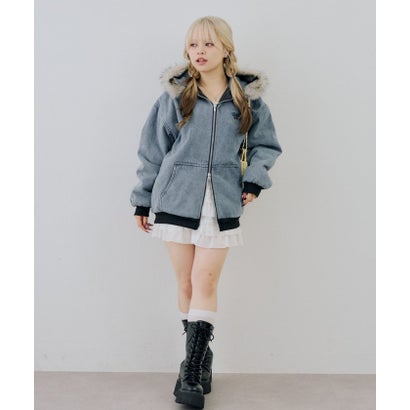 ナイスクラップ NICE CLAUP 【ANOTHER BRANCH】デニム中綿フェイクファー付ブルゾン （navy）｜詳細画像