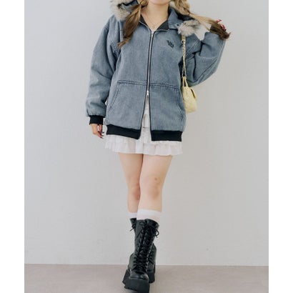 ナイスクラップ NICE CLAUP 【ANOTHER BRANCH】デニム中綿フェイクファー付ブルゾン （navy）｜詳細画像