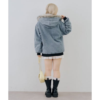 ナイスクラップ NICE CLAUP 【ANOTHER BRANCH】デニム中綿フェイクファー付ブルゾン （navy）｜詳細画像