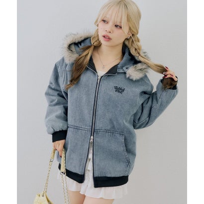 ナイスクラップ NICE CLAUP 【ANOTHER BRANCH】デニム中綿フェイクファー付ブルゾン （navy）｜詳細画像