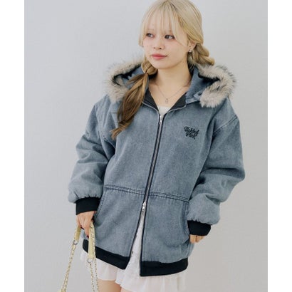 ナイスクラップ NICE CLAUP 【ANOTHER BRANCH】デニム中綿フェイクファー付ブルゾン （navy）｜詳細画像
